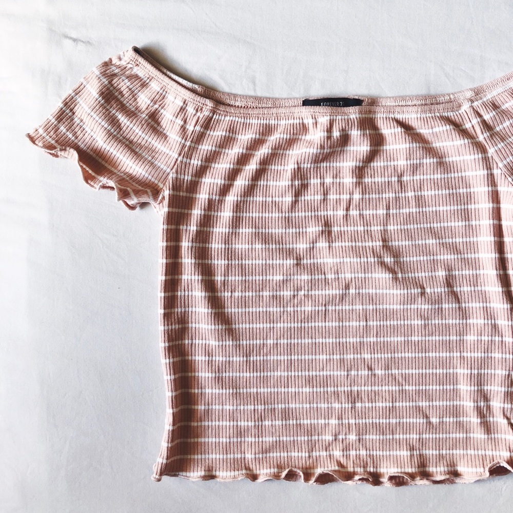 Forever 21 Striped Ruffled Crop Top